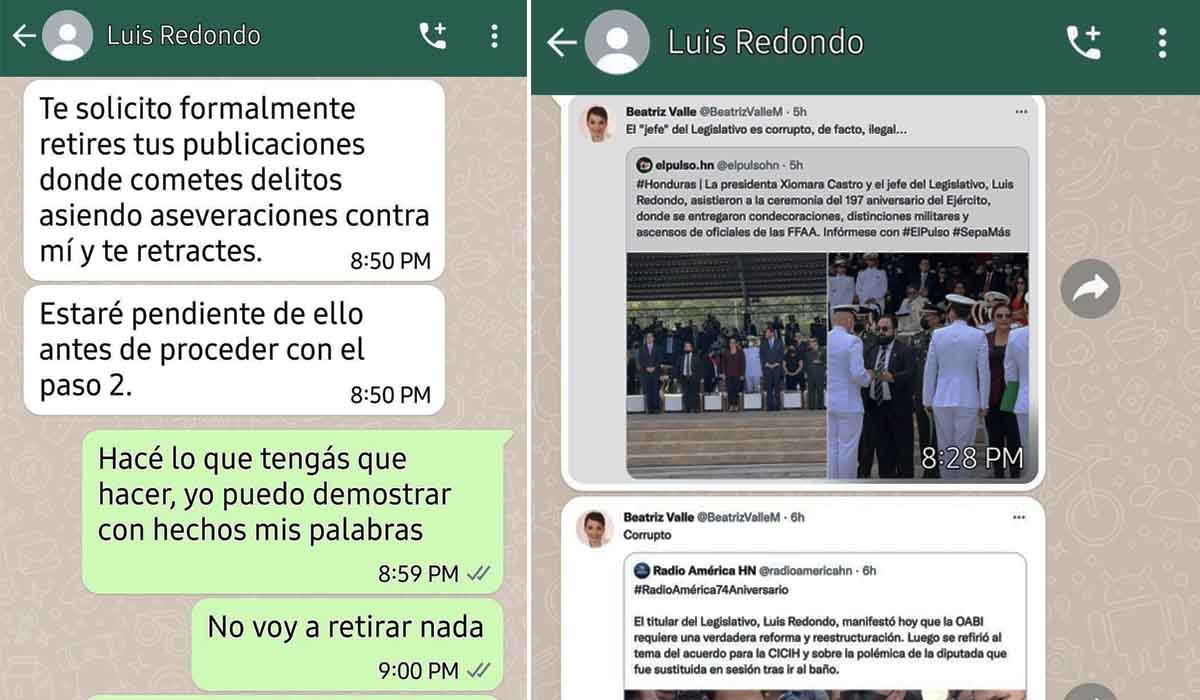 Diputado Luis Redondo intimida a la diputada Beatriz Valle